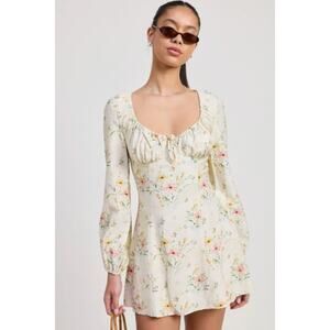 Emory Park Mini Dress Womens Medium Cream Floral Babydoll Cottagecore Milkmaid